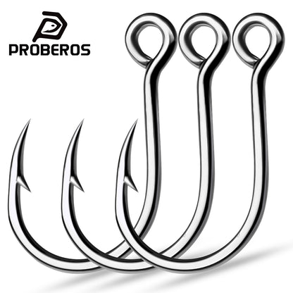 PROBEROS KSJ52 high carbon steel round eye inward barbed single fishing hooks