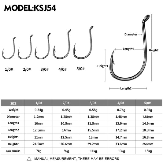 PROBEROS KSJ54 Circle Fishing Hooks 1/0# to 5/0# All Sizes Overview
