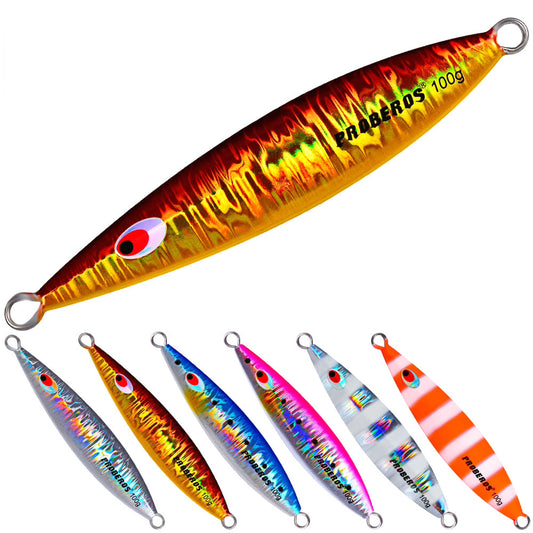 PROBEROS LF090 Micro jig 40g-100g, acabado láser, ojos 3D – agua salada