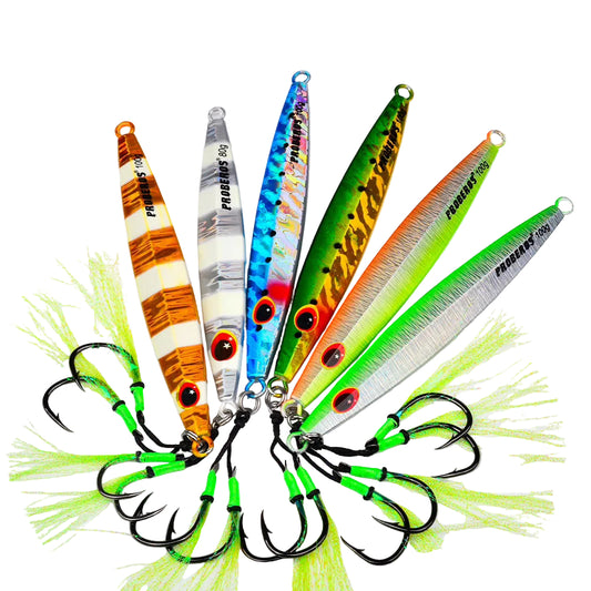 PROBEROS LF091 60g-100g Zebra Glow Winged Slow Pitch Metals for Kingfish