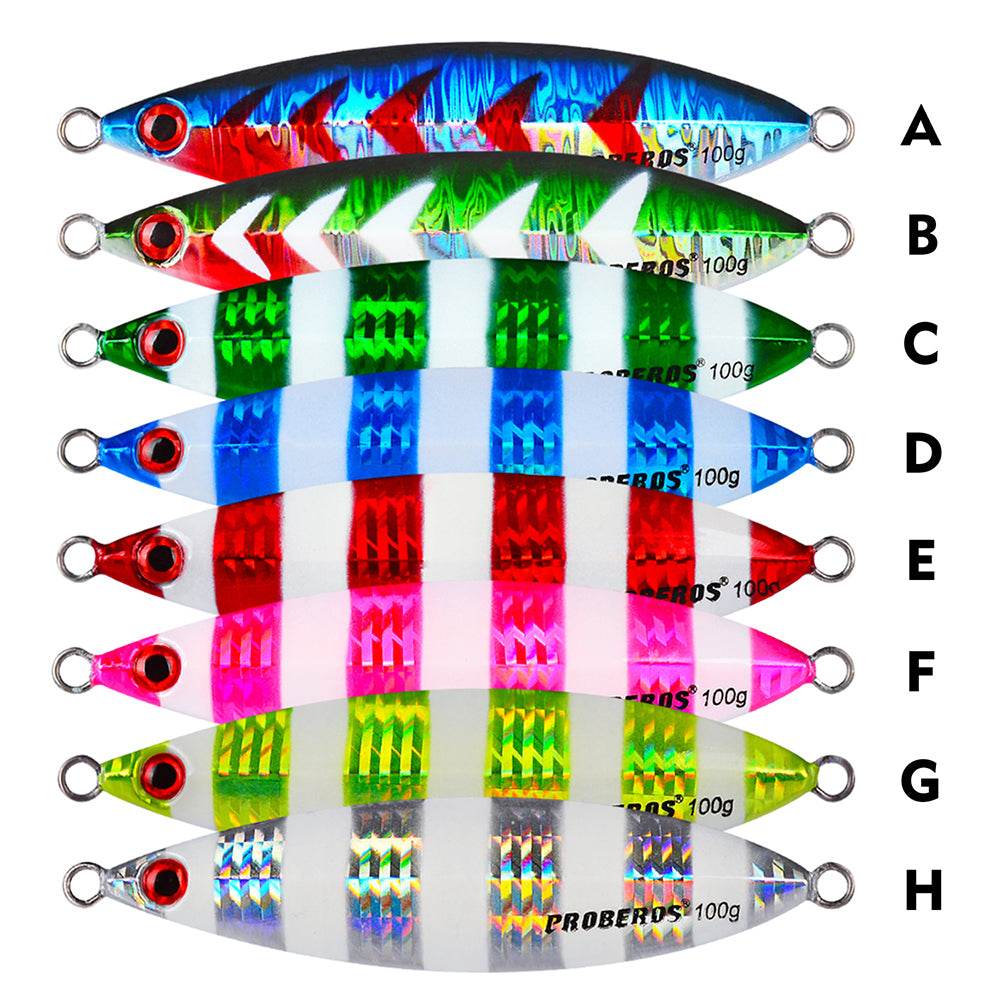 PROBEROS LF095 zebra stripe slow jigging lure 8 color options overview