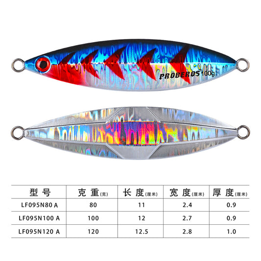 PROBEROS LF095 slow jigging lure size and weight specification chart 80g 100g 120g