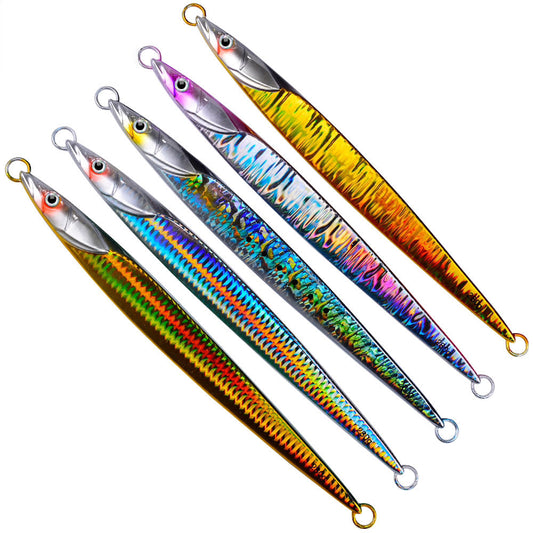 PROBEROS LF134 Jig slow jigging 80g-300g, acabado láser, patrón pez forraje – agua salada