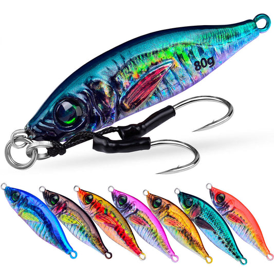 PROBEROS LF136 Jig slow jigging 30g-80g, ojos 3D, con anzuelos assist – agua salada