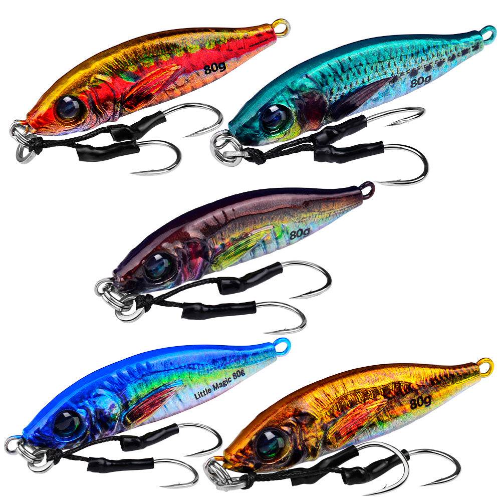 PROBEROS 5pcs Luminous Jigging Lure 30-40-60-80g Metal Jigs Fishing Bait Sea Fishing Jig Spoon Trolling Wobbler Hard Isca Pesca - Proberos