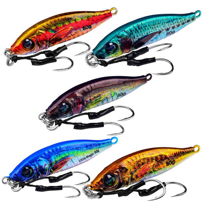 PROBEROS 5pcs Luminous Jigging Lure 30-40-60-80g Metal Jigs Fishing Bait Sea Fishing Jig Spoon Trolling Wobbler Hard Isca Pesca - Proberos