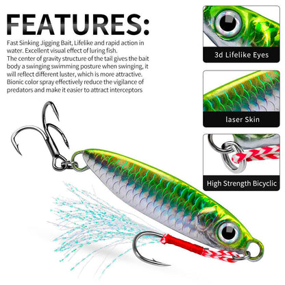 PROBEROS 8pcs Metal Jig Shore Casting Jigging Lure Shore Casting Saltwater Fishing Lure Bait Artificial Bait - Proberos