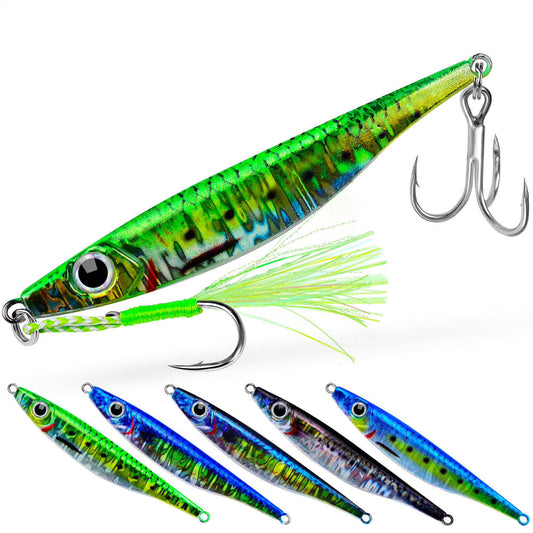PROBEROS LF143 Jig metálico 10g-40g, con anzuelos assist, con plumas – agua salada