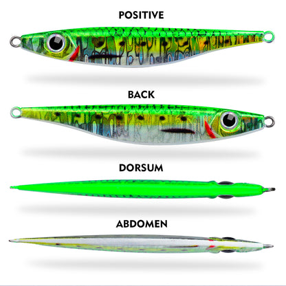 Front and back view showing bionic laser finish and 3D eye details on PROBEROS LF143 jig