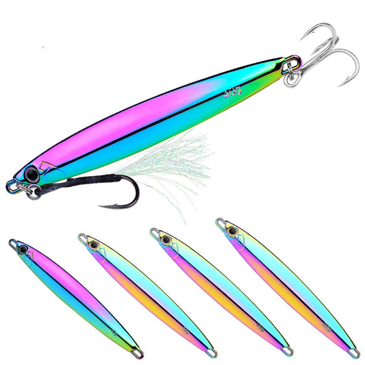 PROBEROS LF144 Jig metálico 10g-80g, con anzuelos assist, con plumas – agua salada