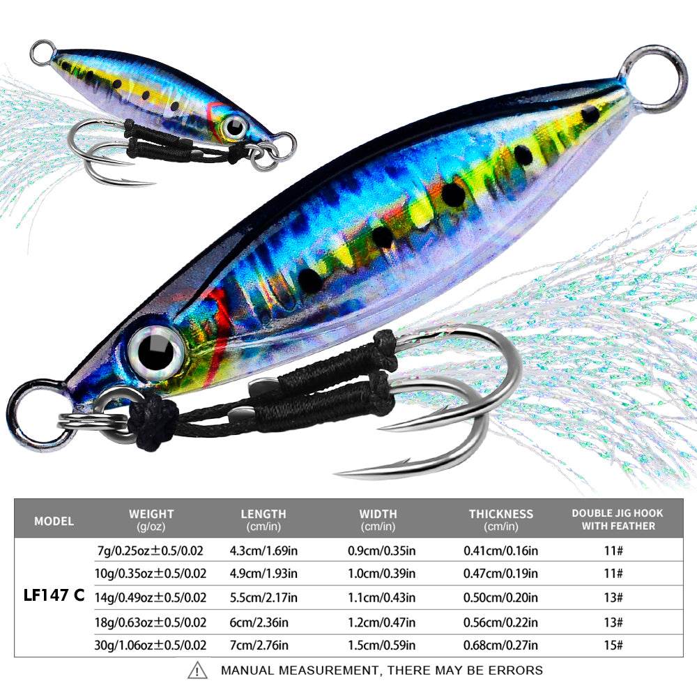 aw fish lures co. PROBEROS Saltwater Micro Jigging Lure Twin Assist Hook 7g-30g – Proberos MoonMaster RV Color:Silver Blue Mack What are the small createx