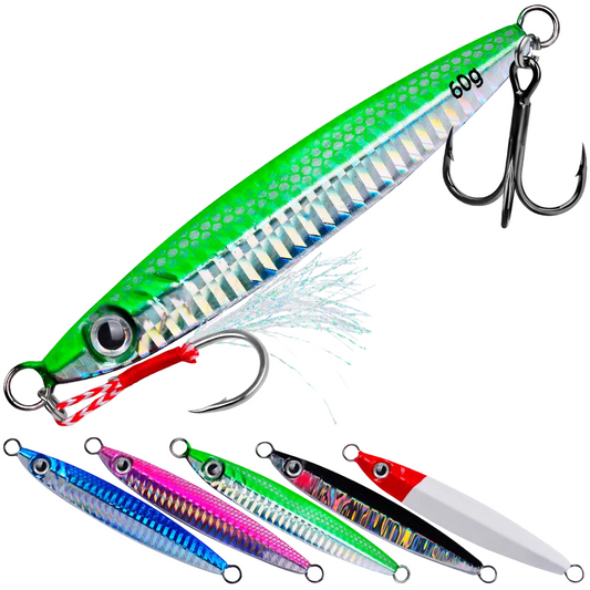 PROBEROS LF150 Lead Slow Jigging Lure with Blood Groove Treble Hook 3D Eyes Saltwater Fishing Bait