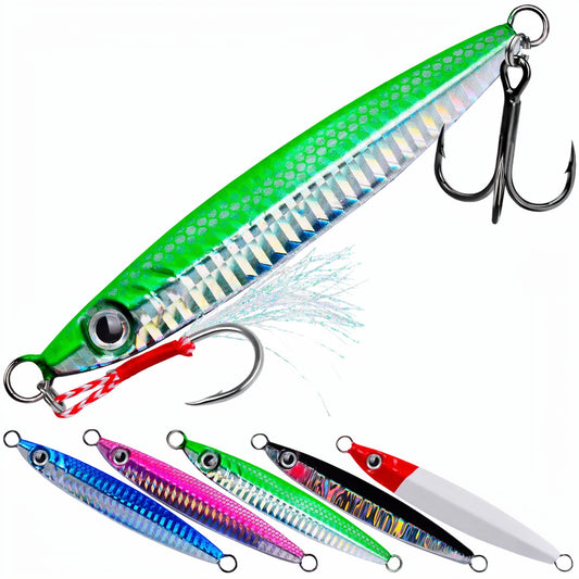 PROBEROS LF150 Jig slow jigging 10g-60g, ojos 3D, anzuelos blood groove – agua salada