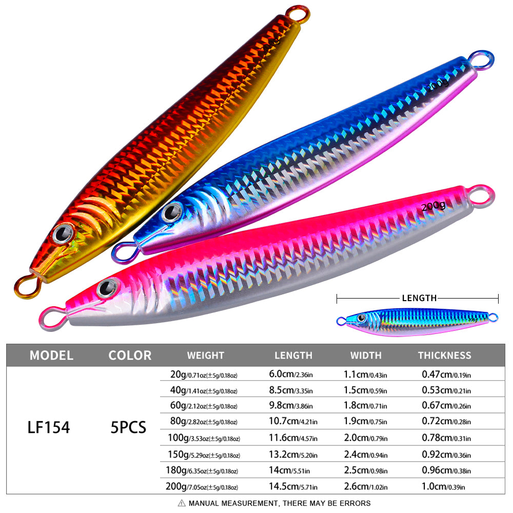PROBEROS LF154 Slow Pitch Jigging Lures Weight Size Chart 20g-200g