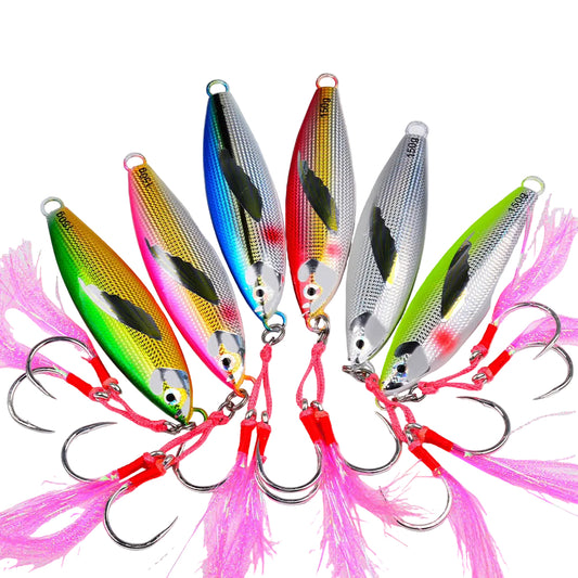 PROBEROS LF156 Holographic Winged Slow Fall Jigs 100g-150g for Amberjack