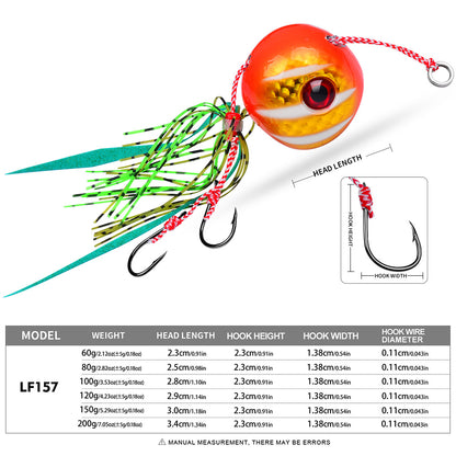 PROBEROS LF157 Kabura Jig Weight Size Chart 60g to 200g