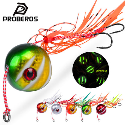 PROBEROS LF157 Lead Kabura Slider Jig Lure 3D Red Eye Octopus Skirt