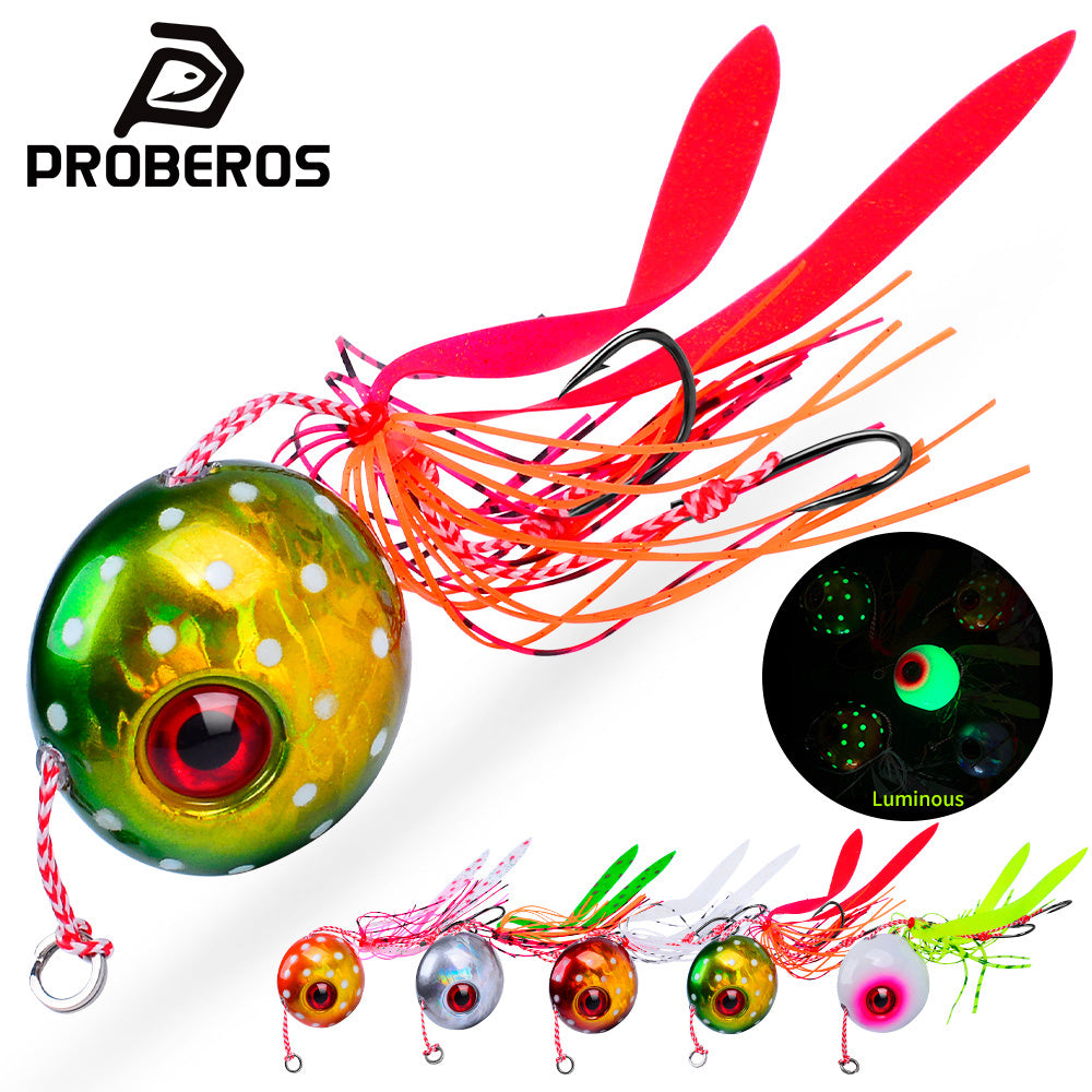 PROBEROS Lead Kabura Slider Jig Lure 3D Big Eye Octopus Skirt