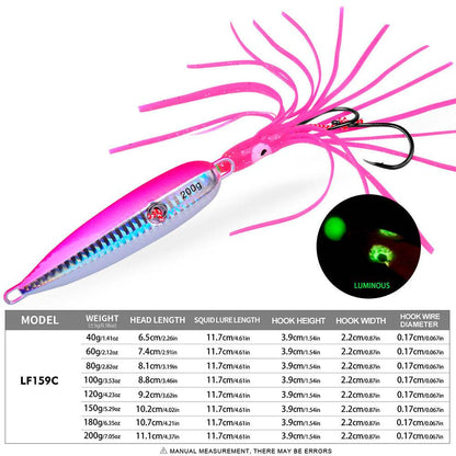 PROBEROS 5pcs 40g 60g 80g 100g 120g 150g 180g 200g Slow Sinking Inchiku Jig Lure Bottomship Fishing With Soft Squid Rubber Skirts Hook Bait - Proberos
