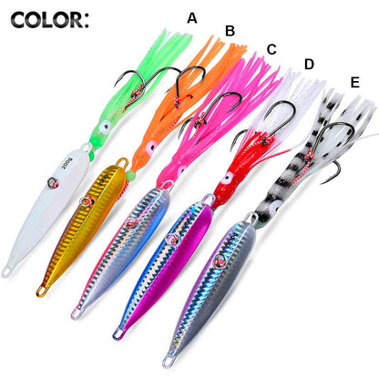 PROBEROS 5pcs 40g 60g 80g 100g 120g 150g 180g 200g Slow Sinking Inchiku Jig Lure Bottomship Fishing With Soft Squid Rubber Skirts Hook Bait - Proberos