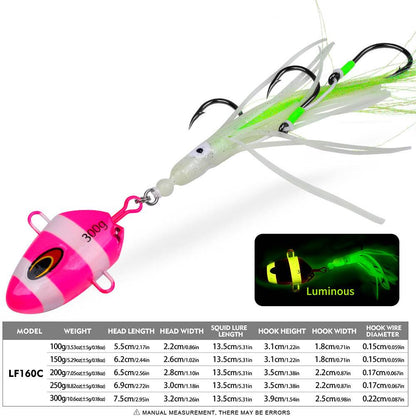 PROBEROS 5PCS Trolling Jig Lure 100g150g200g250g300g Kabura Fish Head Squid Assist Hooks Metal Jig Sinking Inchiku Trolling Fishing Lure - Proberos