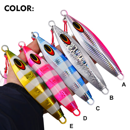 PROBEROS LF161 3D zebra stripe slow jigging lures set in 5 UV colors with assist hooks
