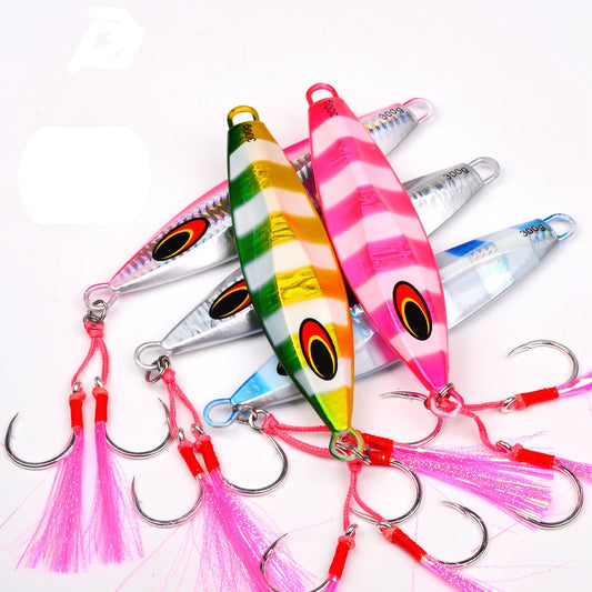 PROBEROS LF161 100g-300g Zebra Glow Winged Slow Pitch Jigging Jigs for Tuna