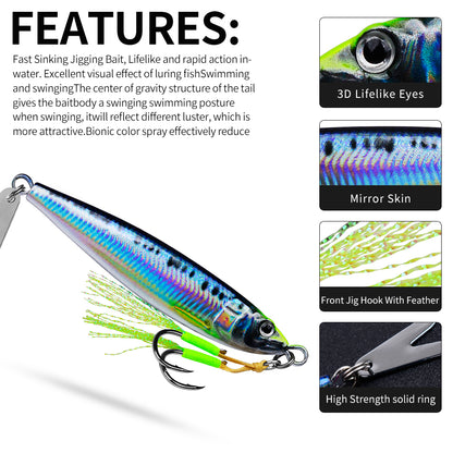 PROBEROS LF162 micro jigging lure 3D realistic eye and holographic finish detail
