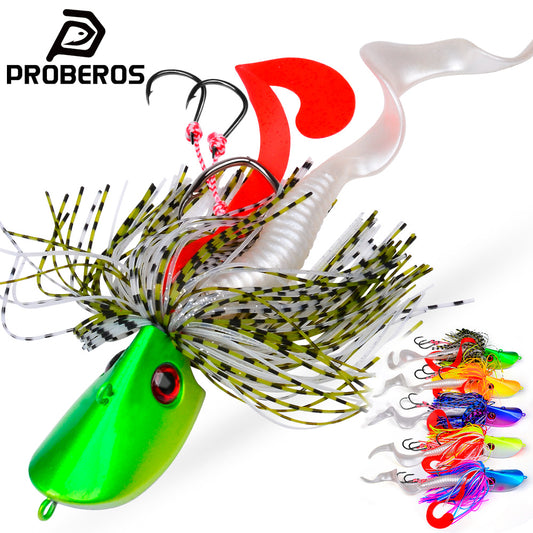 PROBEROS LF163 jig head lure with curly tail and silicone skirt main view