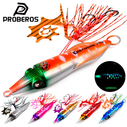 Proberos LF175 Inchiku Squid Jig Saltwater Fishing Lure with Silicone Skirt