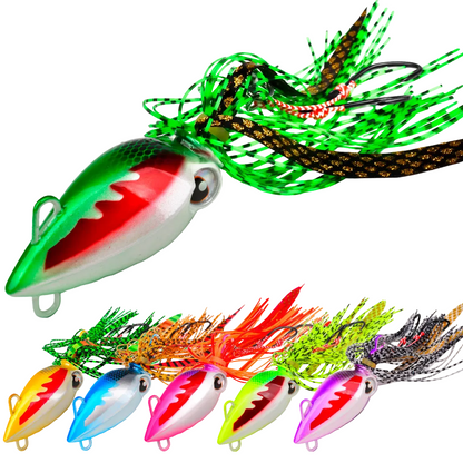 PROBEROS LF176 Kabura Slider Jig Head with Silicone Skirt (40g - 200g) luminous