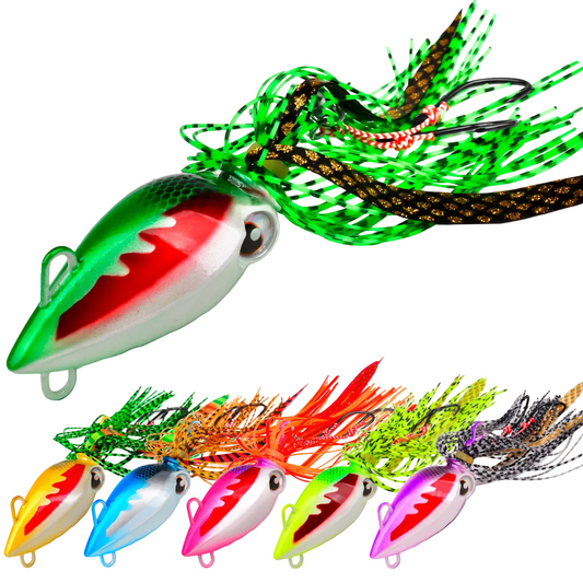 PROBEROS LF176 Kabura Slider Jig Head with Silicone Skirt (40g - 200g) luminous