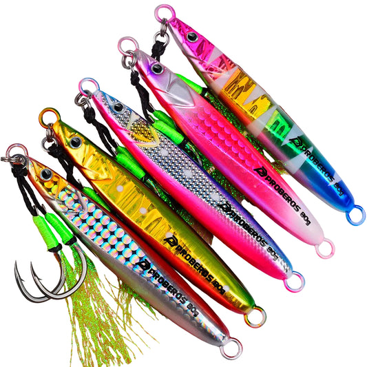PROBEROS LF177 luminous slow jigging lure with assist hook for saltwater bait