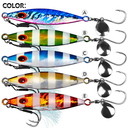 Five holographic laser color options A B C D E of PROBEROS LF179 saltwater micro jigging lures
