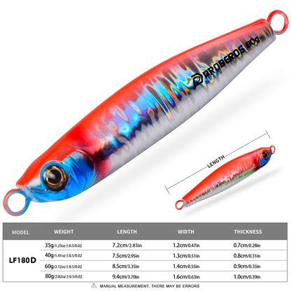 PROBEROS LF180 saltwater micro jig lure in Color D red head silver
