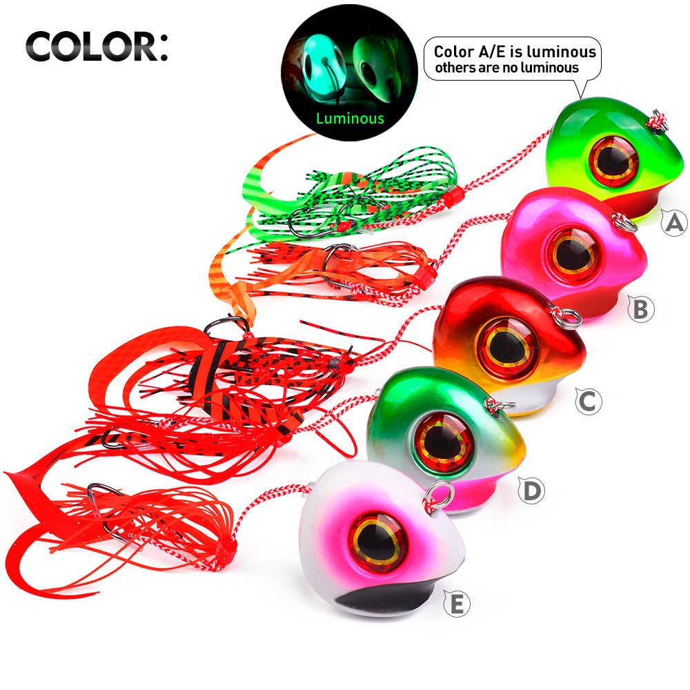 PROBEROS luminous slider jig head LF181 Color A-E with pulsating silicone skirt