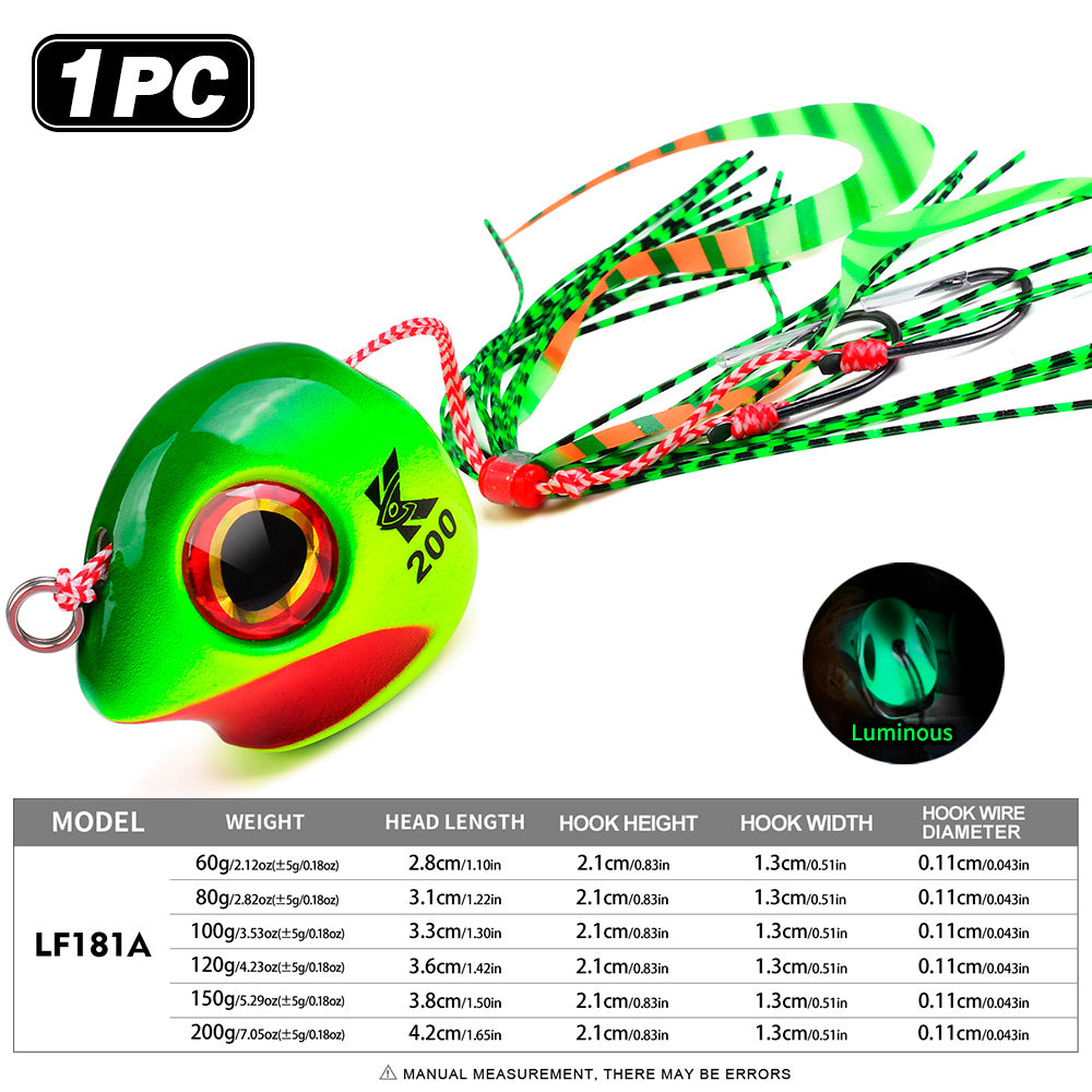 PROBEROS luminous slider jig head LF181 Color A with pulsating silicone skirt