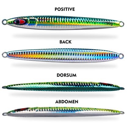 3D fish eye and laser coated scale pattern on PROBEROS LF183 vertical metal jig