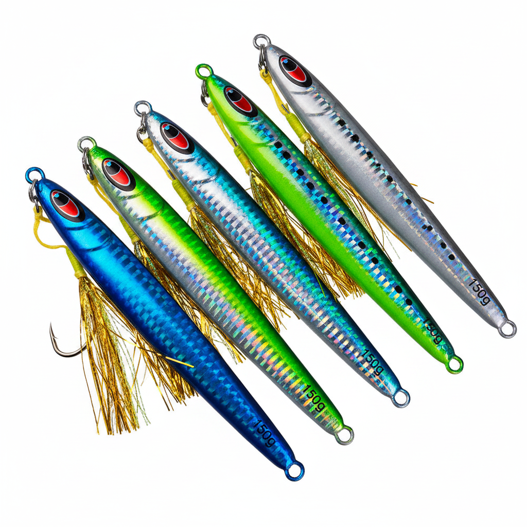 PROBEROS 5PCS Ziehen Metall Jig Löffel 80g-100g-120g Trolling Jigging Fisch Sea Bass Harter Köder Schnelle Sinkende Angelköder WobblerLure