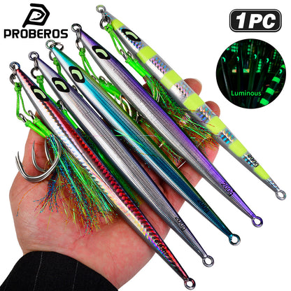 PROBEROS LF184 Saltwater Vertical Jigging Lure with Feather Assist Hook