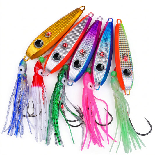 PROBEROS LF187 60g-200g Compact Skirted Rubber Jigs Deep Water for Snapper