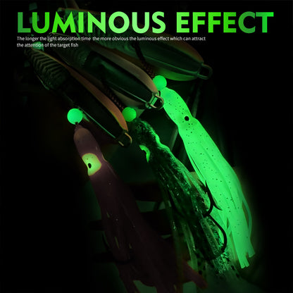 High-glow luminous effect display for PROBEROS LF187 squid jig head lure in dark water