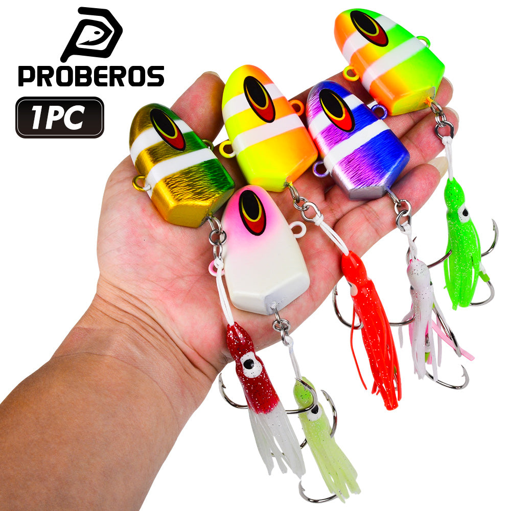 PROBEROS LF189 heavy duty lead head squid jig lure with 3D eyes for deep sea fishing