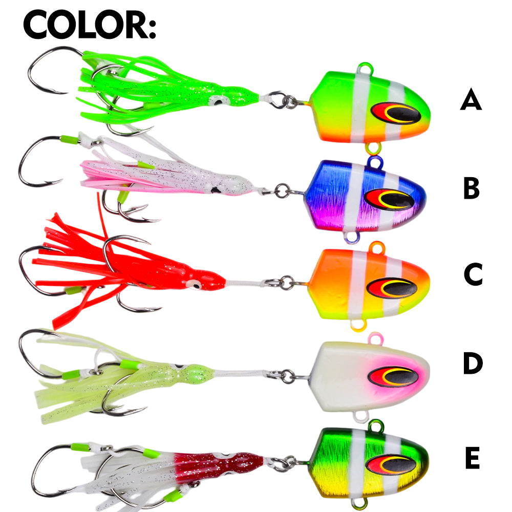 Color options A B C D E for PROBEROS LF189 saltwater lead head squid jig lure