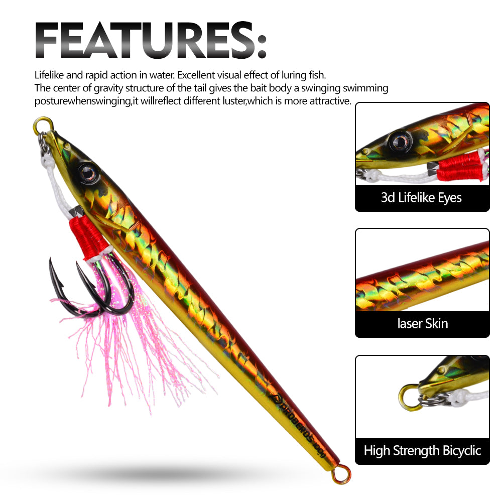Fast Sinking Heavy Lead Jig with Natural Fluttering & Wobbling Action