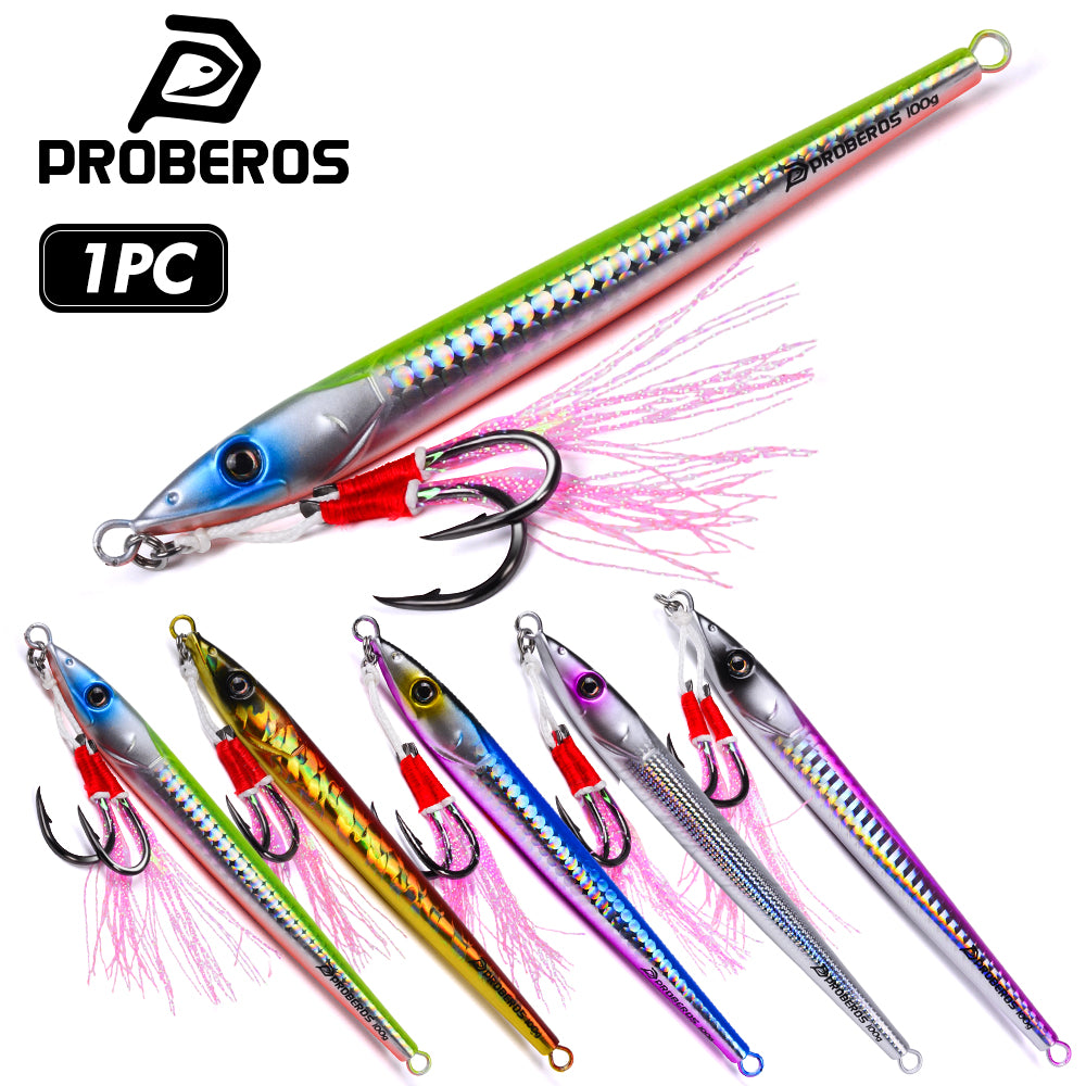 PROBEROS LF190 Saltwater Slow Pitch Jigging Lure with Feathered Assist Hook