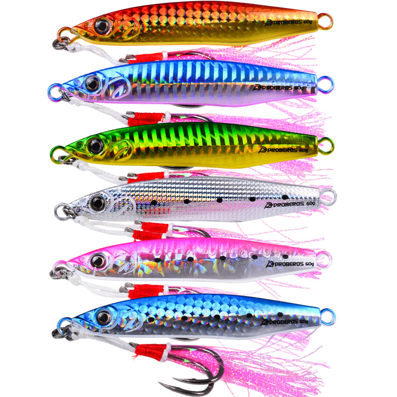 PROBEROS LF191 Saltwater Slow Pitch Jigging Lure with Feathered Assist Hook