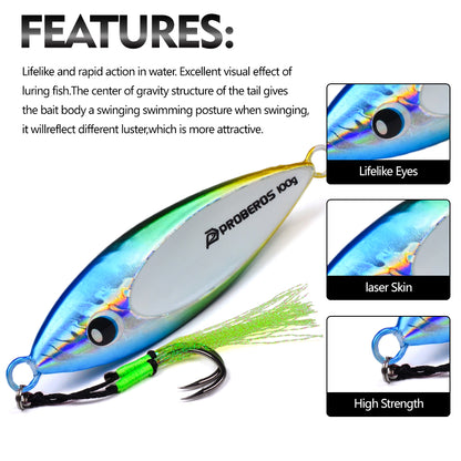 Front and Back Detail View of PROBEROS LF192 Holographic Saltwater Metal Jig