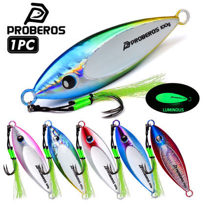 PROBEROS LF192 Saltwater Slow Pitch Jigging Lure with Feathered Assist Hook