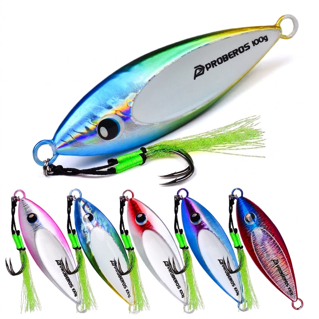 PROBEROS LF192 Saltwater Slow Pitch Jigging Lure with Feathered Assist Hook